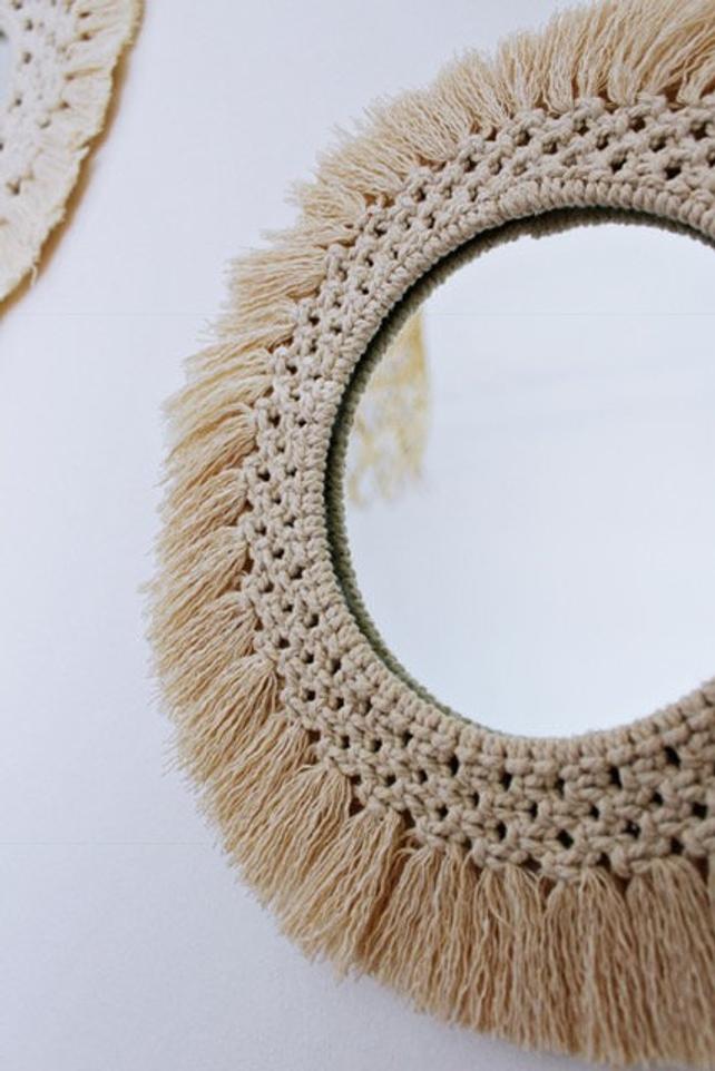 Round Embroidered Tapestry Mirror Round Embroidered Tapestry Mirror