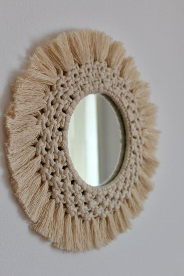 Round Embroidered Tapestry Mirror Round Embroidered Tapestry Mirror