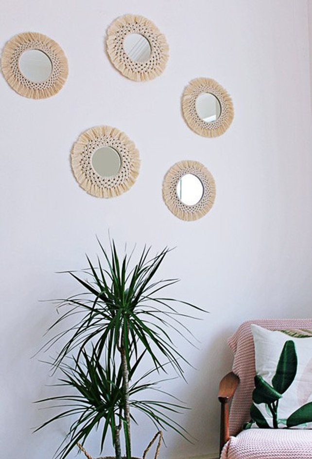 Round Embroidered Tapestry Mirror Round Embroidered Tapestry Mirror