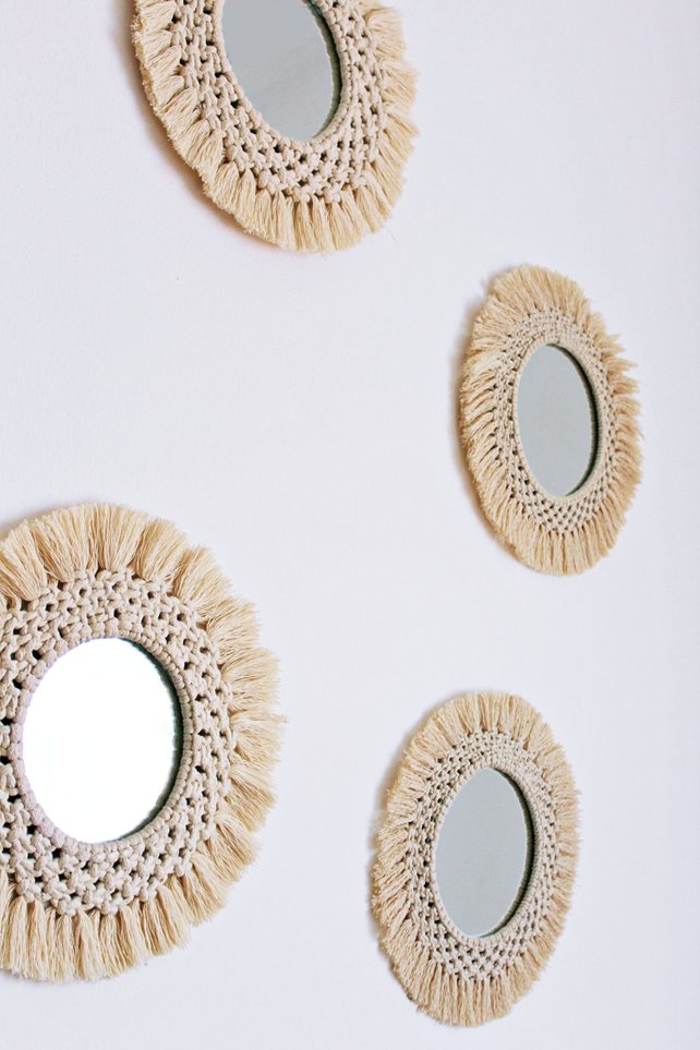Round Embroidered Tapestry Mirror Round Embroidered Tapestry Mirror