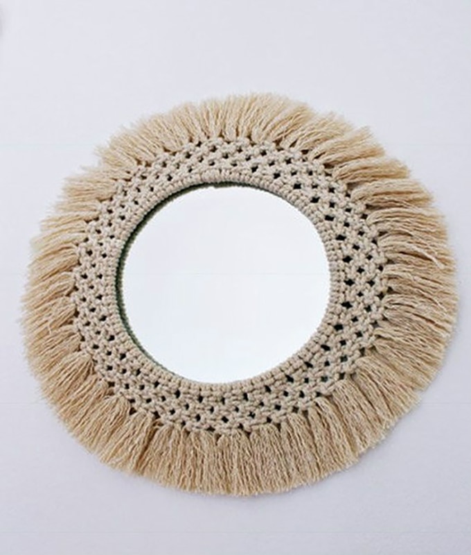 Round Embroidered Tapestry Mirror Round Embroidered Tapestry Mirror