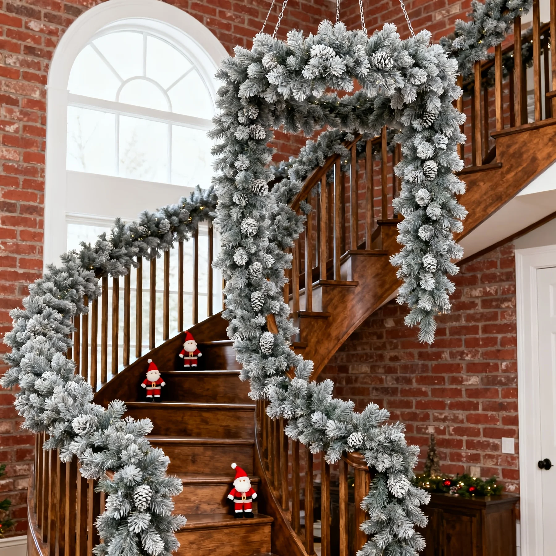 1pc Luxury Snowy Pine Garland Christmas Decor Indoor Outdoor Holiday Hanging Ornament Realistic Winter Artificial Plant