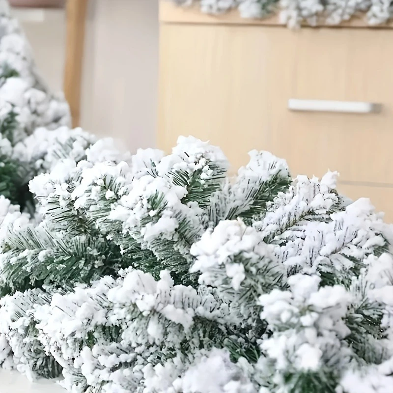 1pc Luxury Snowy Pine Garland Christmas Decor Indoor Outdoor Holiday Hanging Ornament Realistic Winter Artificial Plant